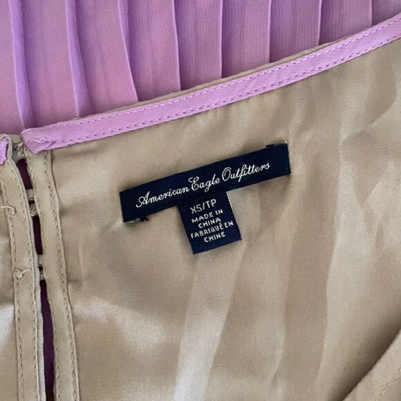 American Eagle Pleated Ruffle Fit & Flare Dress Boho Hippie XS - Picture 10 of 12